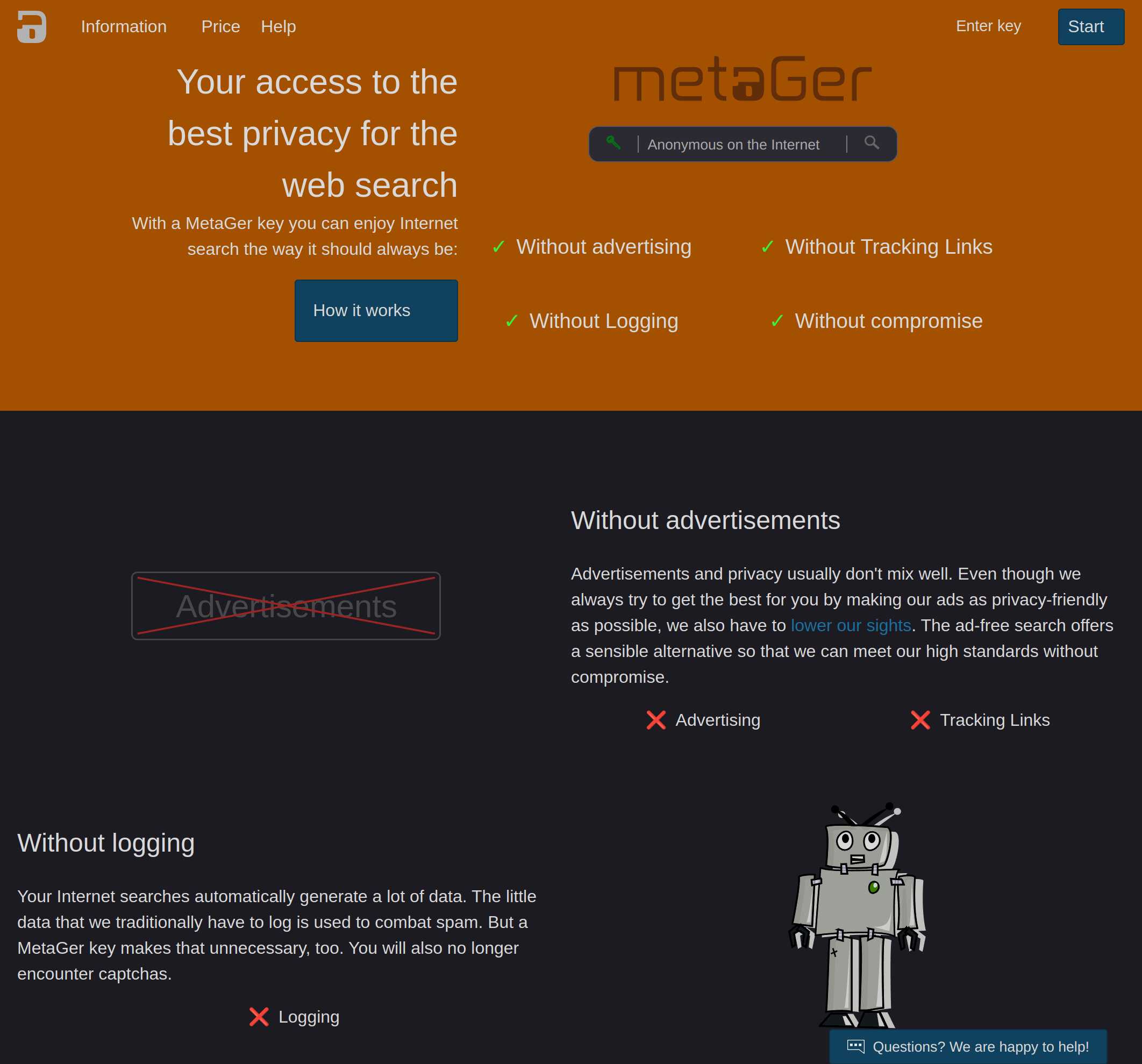 MetaGer key page